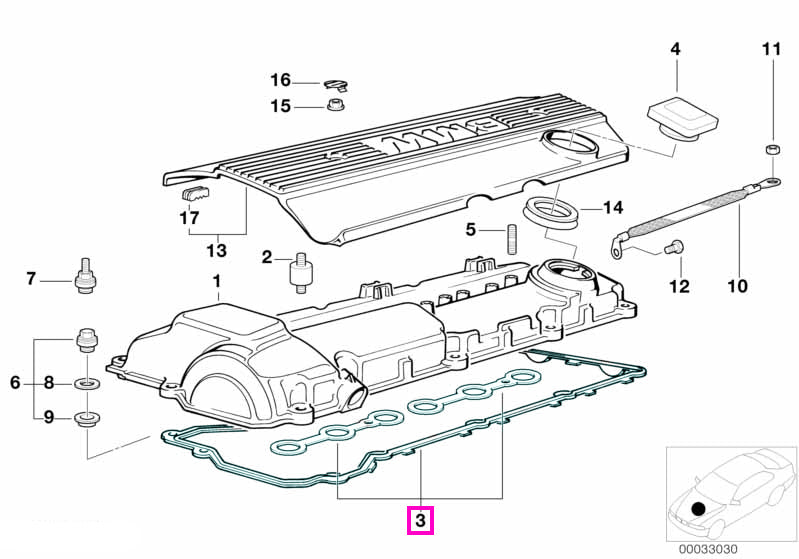 11120034106 Set garnituri capac chiulasa - BMW Seria 3 E36, Seria 5 E34