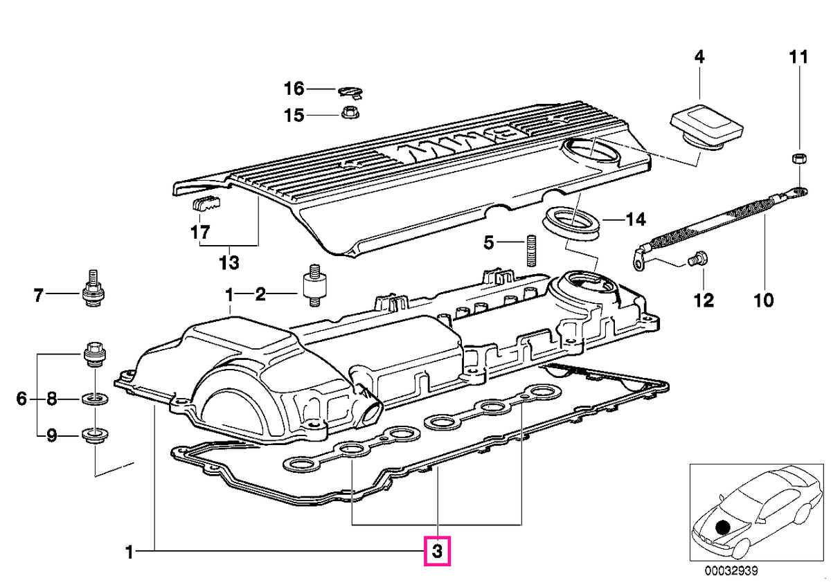 11120034107 Set garnituri capac chiulasa - BMW Seria 3 E36, Seria 5 E34