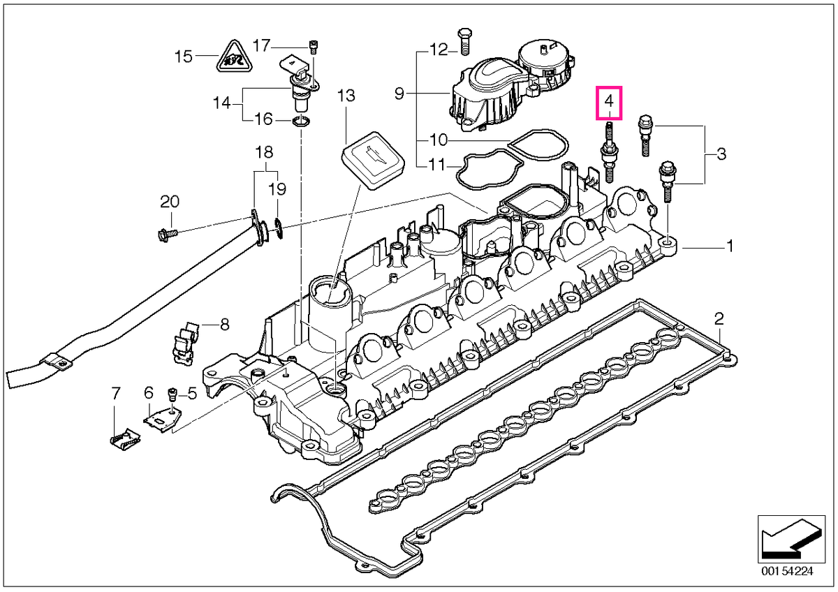 11120036237 Set elemente fixare, interior, capac chiulasa - BMW Seria 3 E46 E90 E91 E92 E93, Seria 5 E39 E60 E61, Seria 
