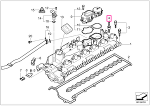 11120036237 Set elemente fixare, interior, capac chiulasa - BMW Seria 3 E46 E90 E91 E92 E93, Seria 5 E39 E60 E61, Seria 