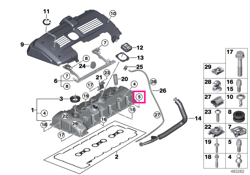 11120409288 Set șuruburi aluminiu capac chiulasă - BMW