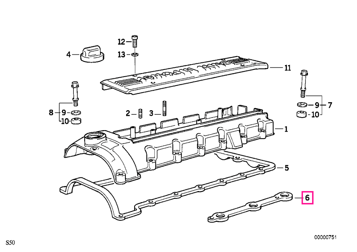 11121317386 Garnitura capac tach - BMW