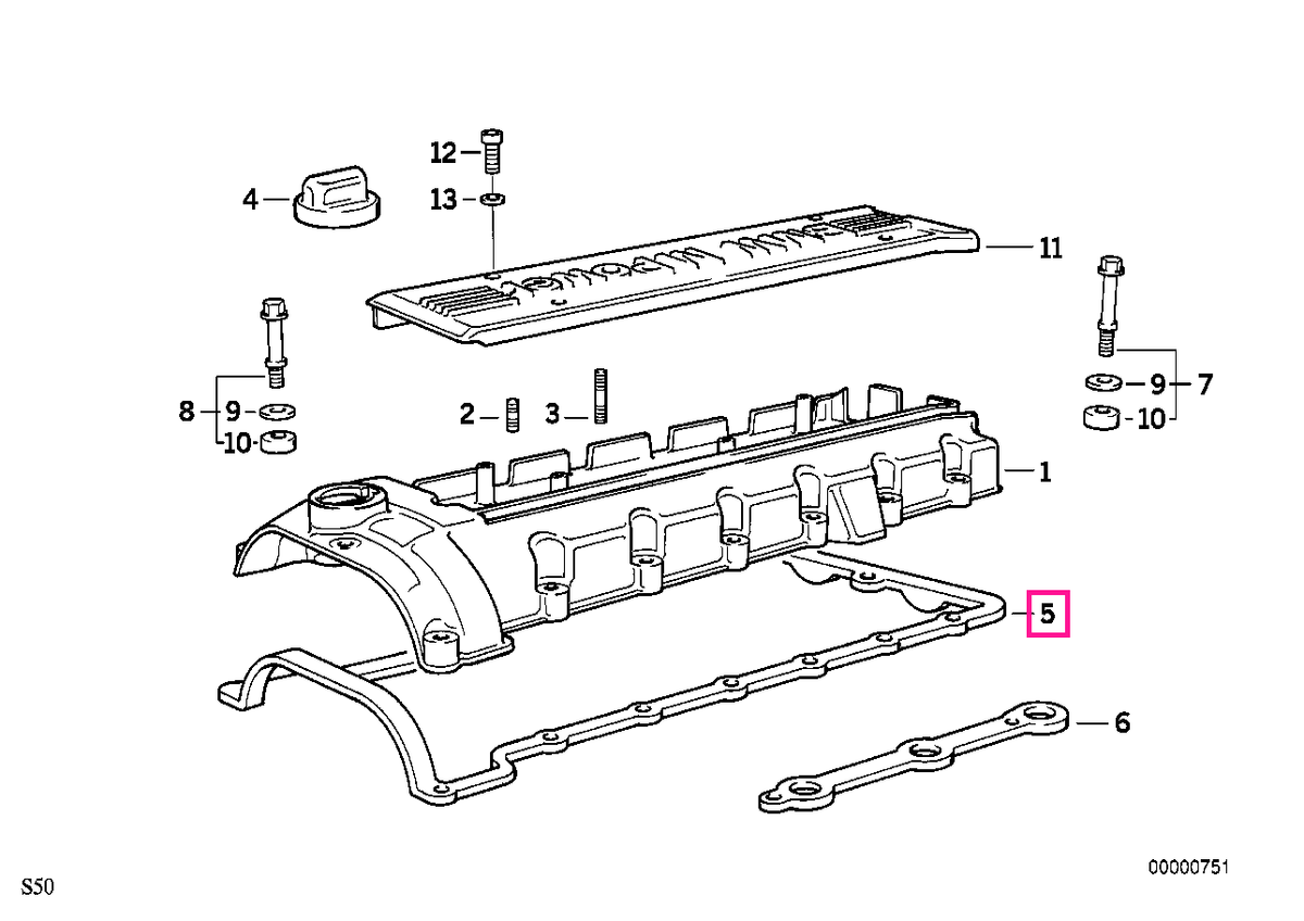 11121404358 Garnitura capac chiulasa - BMW Seria 3 E36, Z3 E36