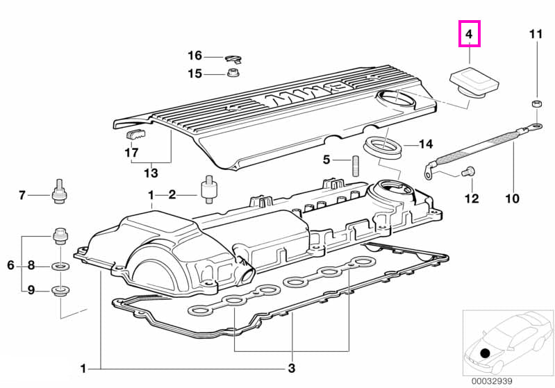 11121405452 Buson gat umplere ulei motor, M Power - BMW Seria 3 E36 E46, Z3 E36