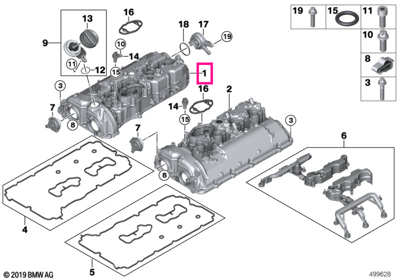 11128053530 Capac chiulasa, cilindrii 1-4 - BMW Seria 5 F90 M5, Seria 8 F91 F92 F93 M8