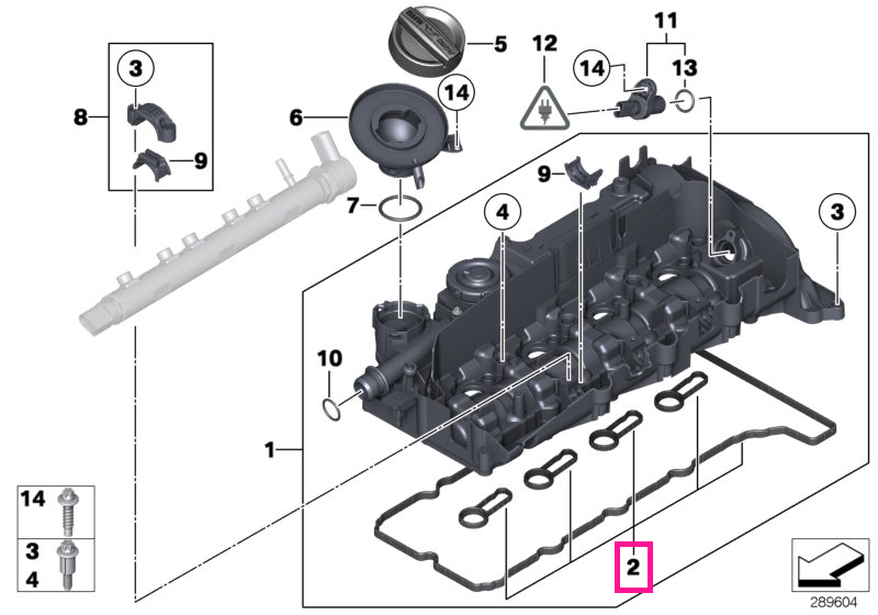 11128511814 Set garnituri capac chiulasa - BMW Seria 1 F20 F21, Seria 2 F22, Seria 3 E90 E91 E92 E93 F30 F31 F34, Seria 