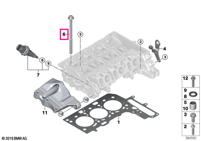 11128512674 Set șurub cilindru M12X1,5X200 - BMW