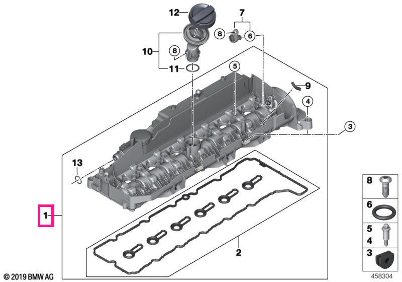 11128571308 Capac chiulasa - BMW Seria 3 G20 G21, Seria 5 G30 G31, Seria 6 G32, Seria 7 G11 G12, Seria 8 G14 G15 G16, X3