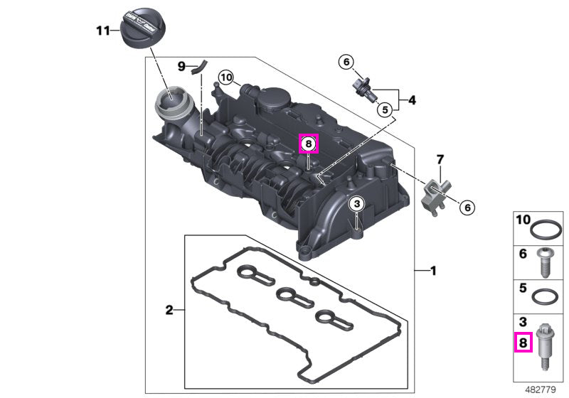 11128572812 Surub ASA, M6x35 - BMW Seria 1 F20 F21, Seria 2 F45 F46, Seria 3 G20 G21, Seria 4 G26, Seria 5 G30 G31, Seri