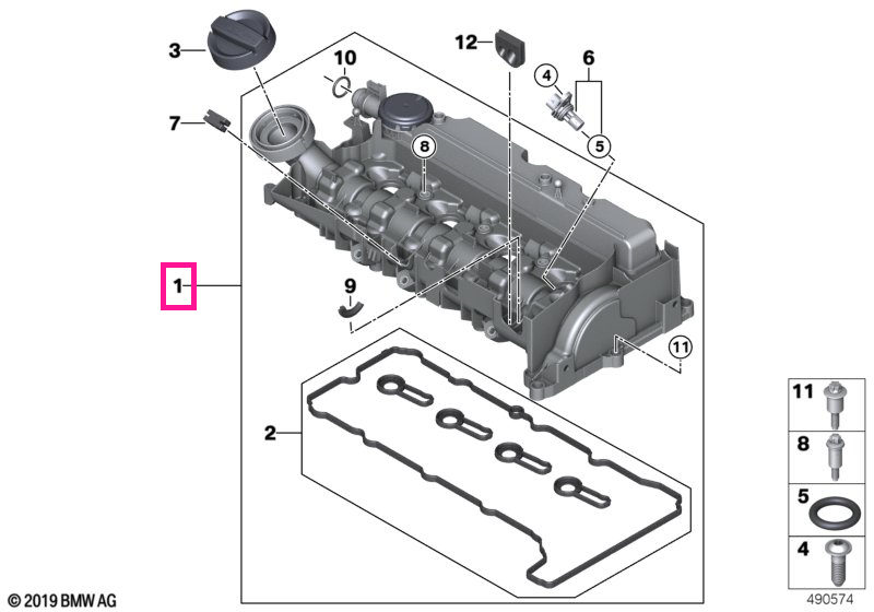 11128579962 Capac chiulasa - BMW Seria 2 G42, Seria 3 G20 G21 G28, Seria 4 G22 G23 G26, Seria 5 G30 G31, Seria 6 G32, X3