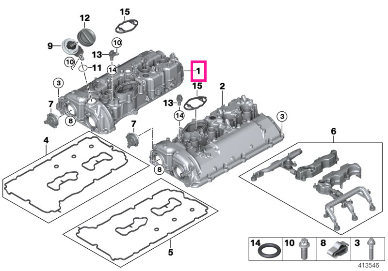 11128601704 Capac chiulasa, cilindrii 1-4 - BMW Seria 5 G30, Seria 7 G11 G12, X5 G05, X7 G07