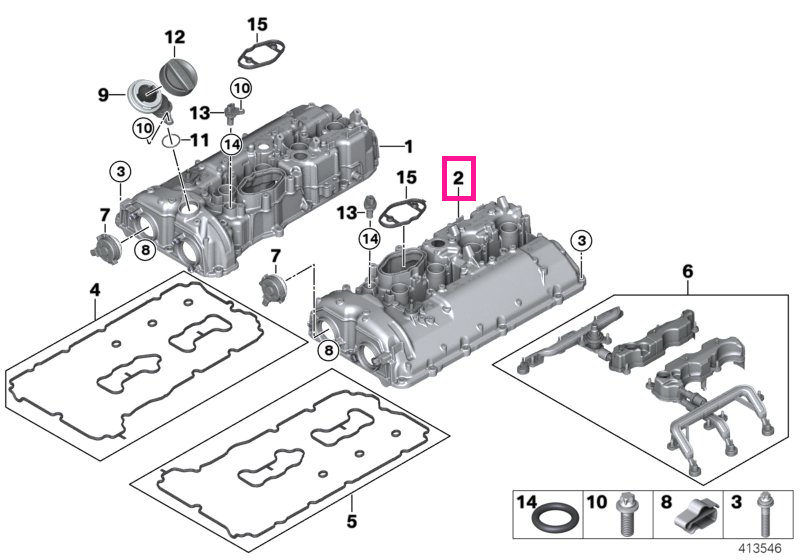 11128601707 Capac chiulasa, cilindrii 5-8 - BMW Seria 5 G30 F90 M5, Seria 7 G11 G12, Seria 8 F91 F92 F93 M8, X5 G05, X7 