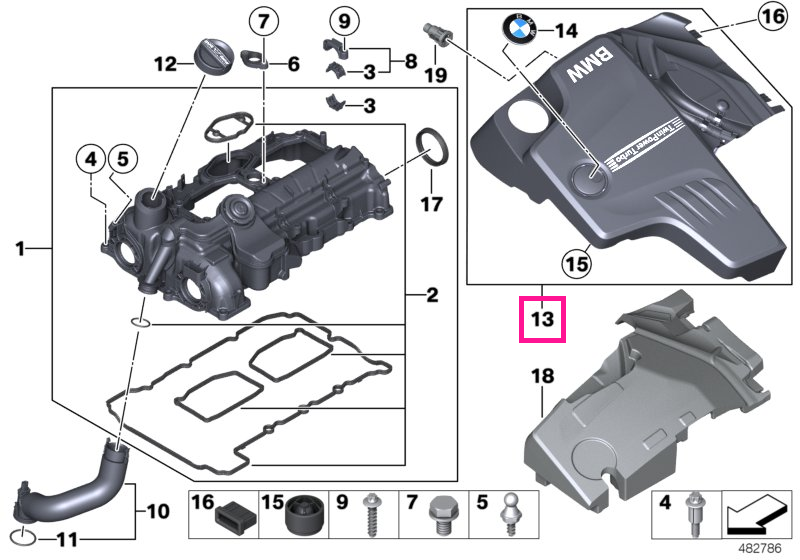 11128610473 Capac bobina inductie - BMW Seria 1 F20 F21, Seria 2 F22 F23, Seria 3 F30 F31 F34 F35, Seria 4 F32 F33 F36, 