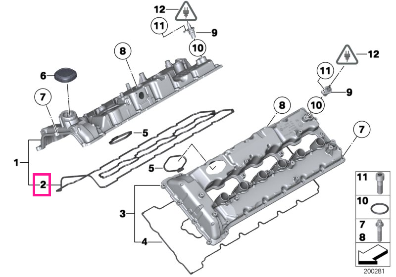 11128621955 Set garnituri capac chiulasa, cilindrii 1-6 - BMW Seria 7 F01 F02 G12