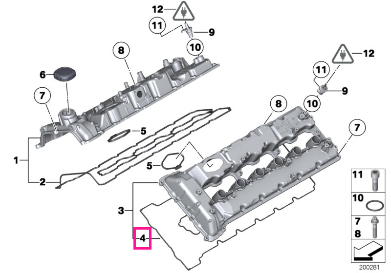 11128621958 Set garnituri capac chiulasa, cilindrii 7-12 - BMW Seria 7 F01 F02 G12