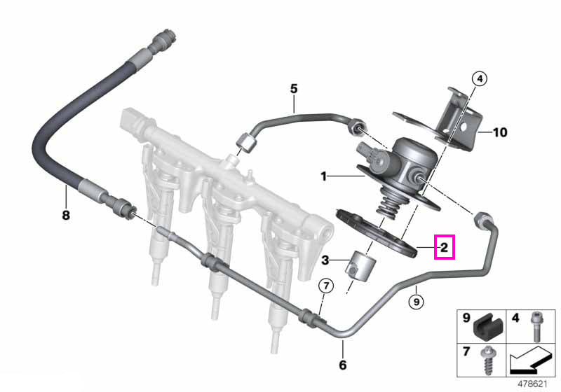 11128638246 Garnitura profilata pompa inalta presiune - BMW Seria 1, Seria 2, Seria 3, Seria 4, Seria 5, Seria 6, Seria 