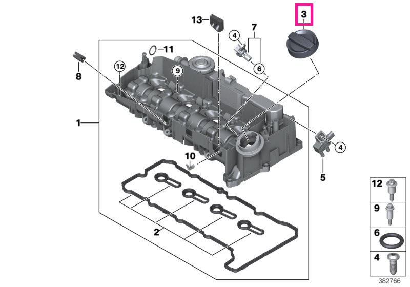 11128654637 Buson umplere ulei - BMW Seria 1, Seria 2 Seria 3, Seria 4, Seria 5, Seria 6, Seria 7, Seria 8, X1, X2, X3, 