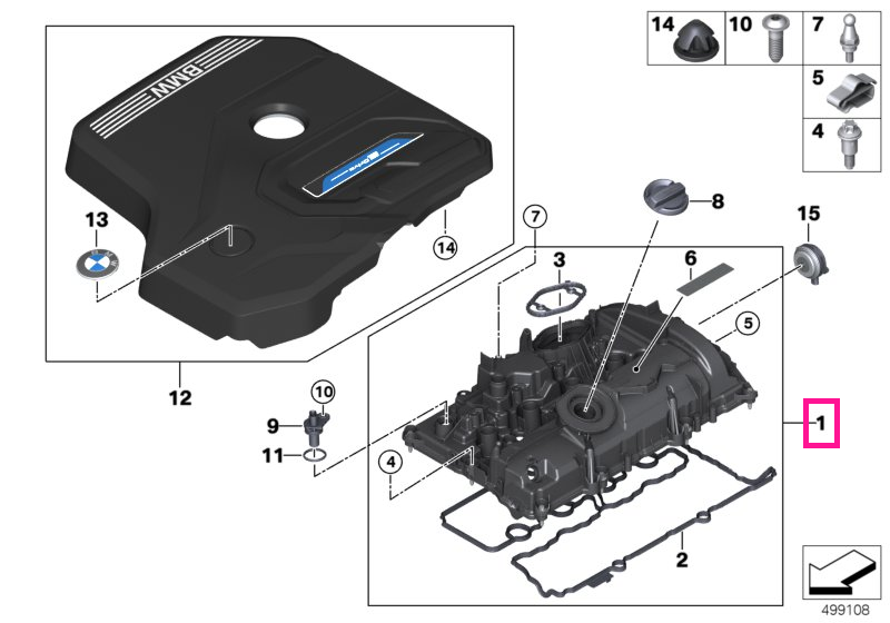 11129452895 Capac chiulasa - BMW Seria 1, Seria 2, Seria 3, Seria 4, Seria 5, Seria 6, Seria 7, Z4, X1, X2, X3, X4, X5, 