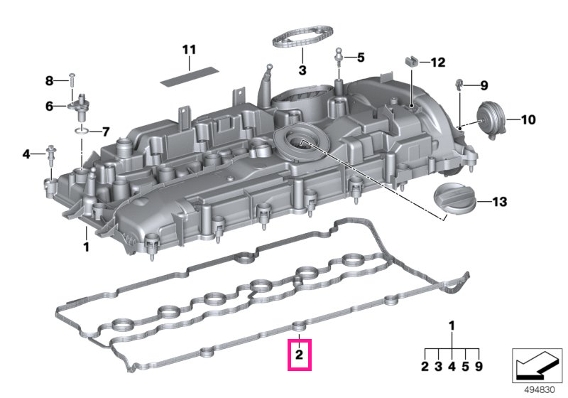 11129894803 Set garnituri capac chiulasa - BMW Seria 2 G42, Seria 3 G20 G21, Seria 4 G22 G23 G26, Seria 5 G30 G31, Seria