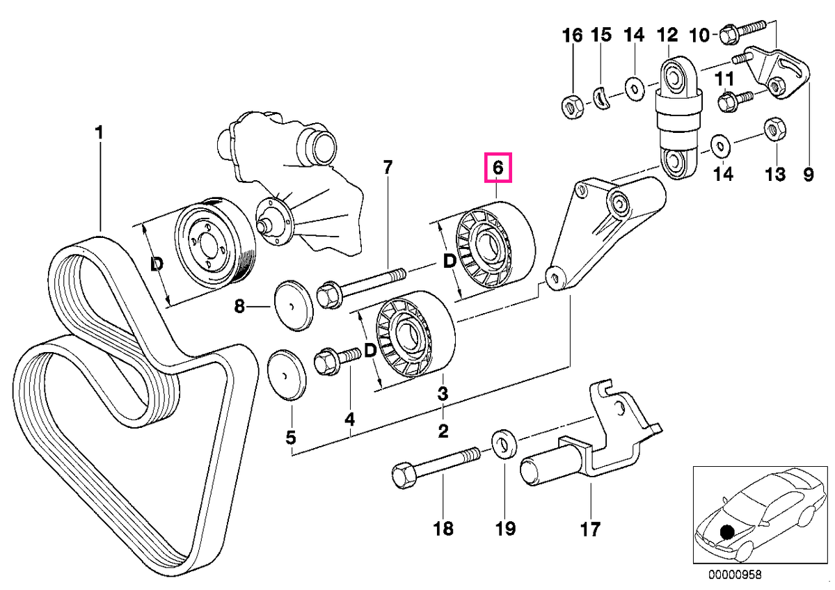 11281704500 Rola conduc.curea al D=70MM - BMW
