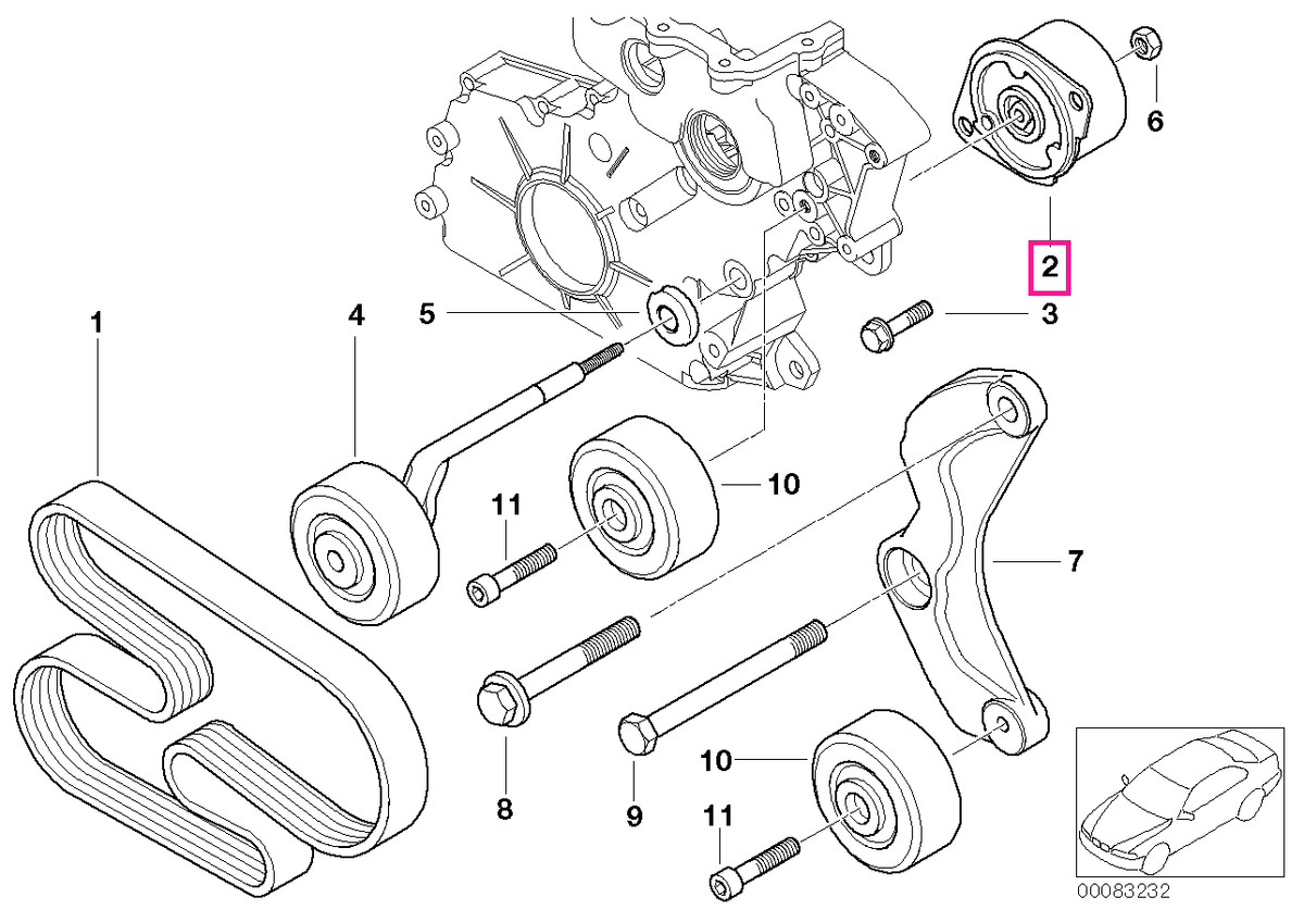 11282354130 Intinzator curea transmisie - BMW Seria 3 E46, Seria 5 E39, Seria 7 E38, X5 E53