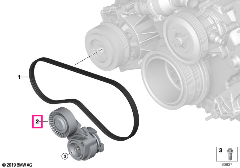 11287549589 Intinzator curea transmisie compresor sistem climatizare - BMW Seria 5 E60 E61, Seria 6 E63 E64, Seria 7 E65