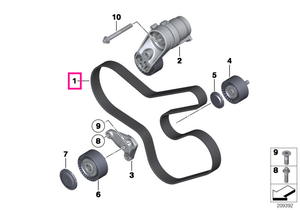 11287604937 Curea transmisie (8PK 942) - BMW Seria 3 F30, Seria 5 F10, Seria 7 F01 F02