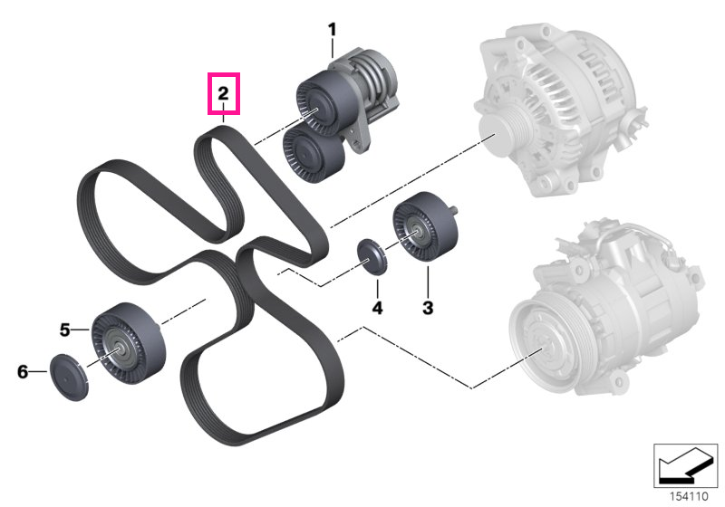 11287628653 Curea crestată V, 7PK 1860 - BMW