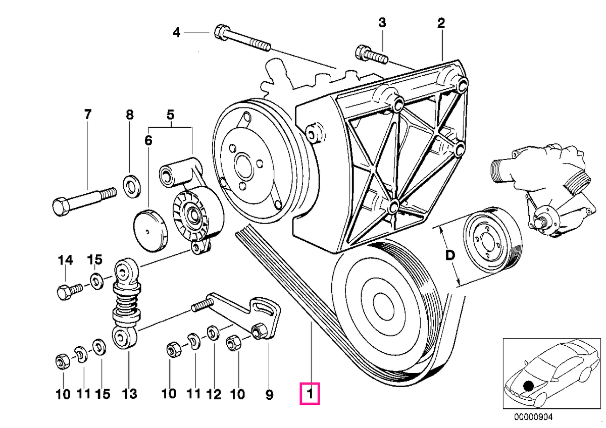 11287636368 Curea transmisie (PK6 X 1180) - BMW Seria 7 E38, Seria 8 E31