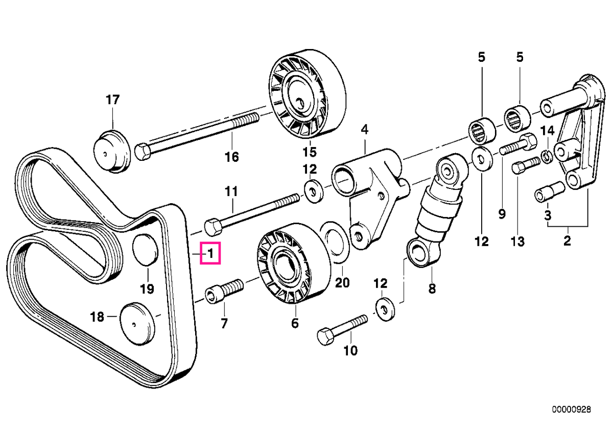 11287636379 Curea transmisie (6PK X 1538) - BMW Seria 3 E46, Seria 5 E39 E60 E61, Seria 7 E38 E65 E66, X3 E83, X5 E53, Z