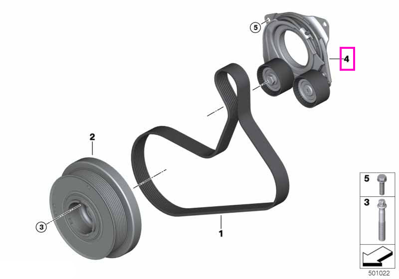 11287828937 Intinzator curea accesorii - BMW Seria 2 G42, Seria 3 G20 G21, Seria 4 G22 G23 G26, Seria 5 G30 G31, Seria 6