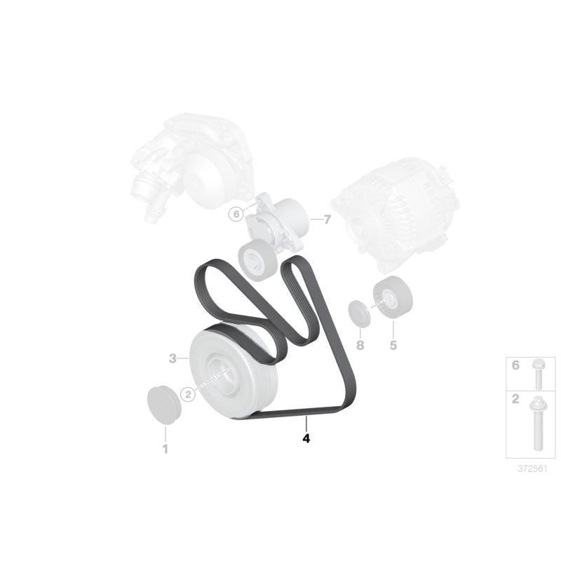 11288573415 Curea transmisie (6 PK x 1663) - BMW Seria 1 F20 F21, Seria 2 F22 F23, Seria 3 F30 F31 F34, Seria 4 F32 F33 