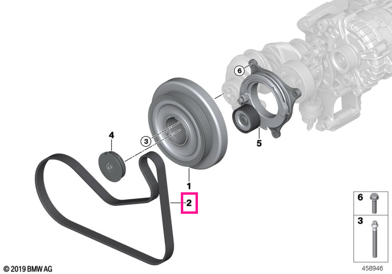 11288581628 Curea transmisie (6 PK X 1183) - BMW Seria 2 G87M2, Seria 3 G20 G21 G80M3 G81M3, Seria 4 G26 G82M4 G83M4, Se