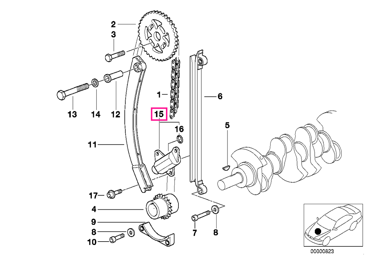 11311247952 Intinzator lant distributie - BMW Seria 3 E36 E46, Seria 5 E34, Z3 E36 - tip motor M43