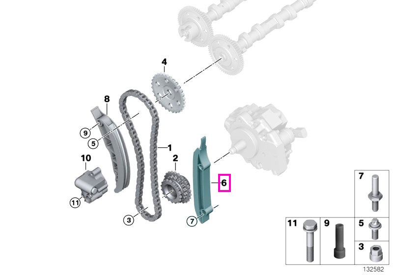 11312249627 Ghidaj lant distributie - BMW Seria 1 E87, Seria 3 E46 E90 E91 E92 E93, Seria 5 E60 E61, Seria 6 E63 E64, Se