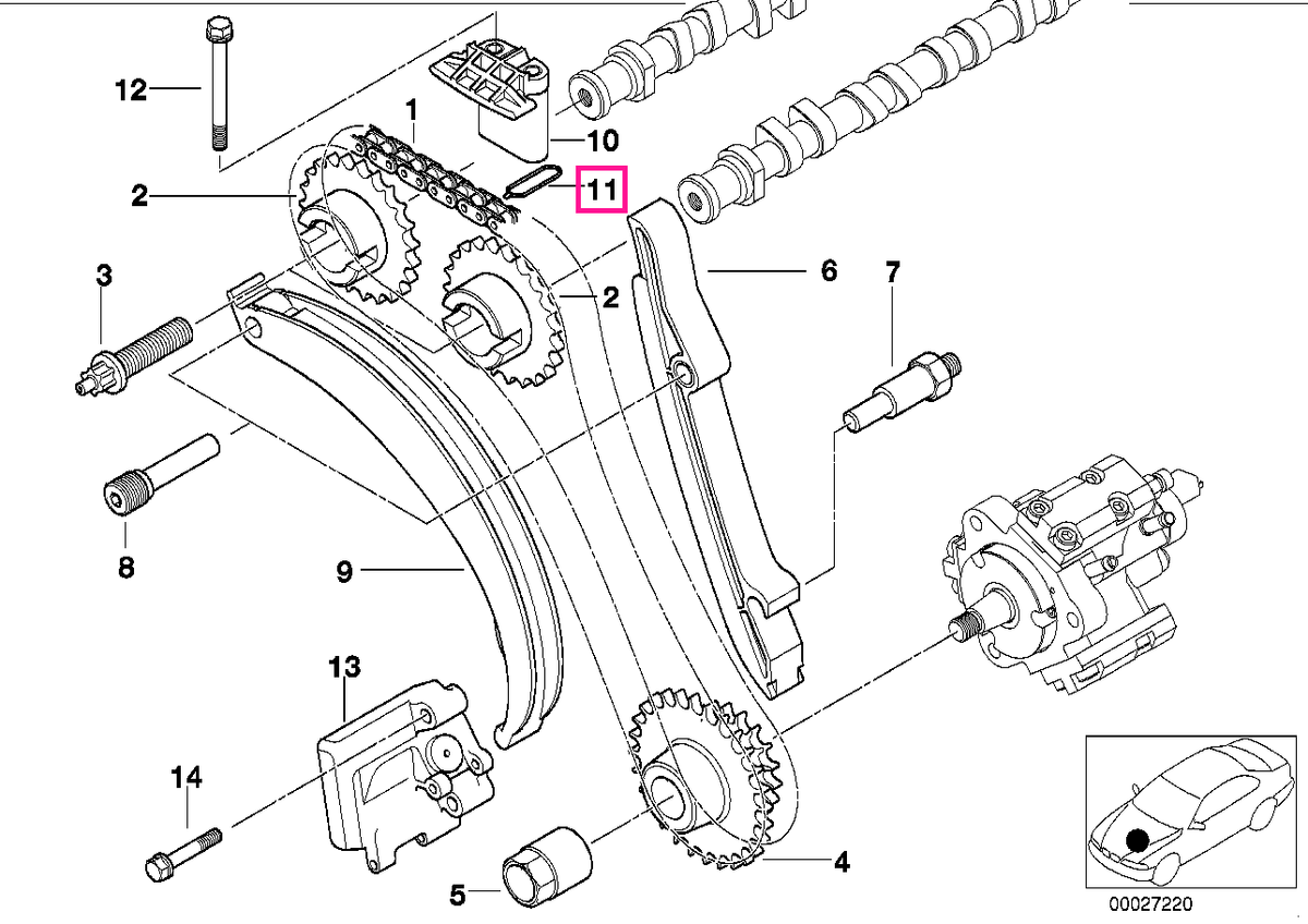 11312249978 Garnitura profilata capac superior distributie - BMW Seria 3 E46, Seria 5 E39, Seria 7 E38, X5 E53