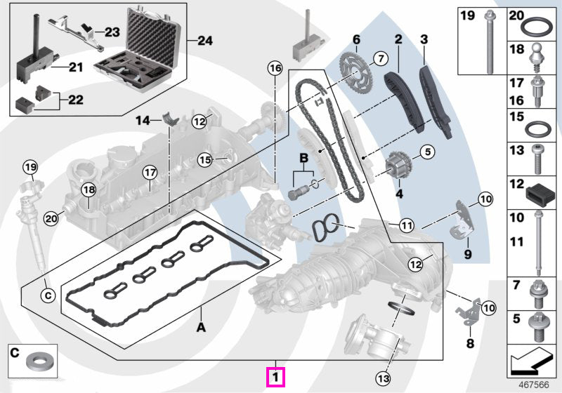 11312365578 Set reparatie lant distributie superior, Kit Value Parts - BMW Seria 1 E81 E82 E87 E88, Seria 3 E90 E91 E92 