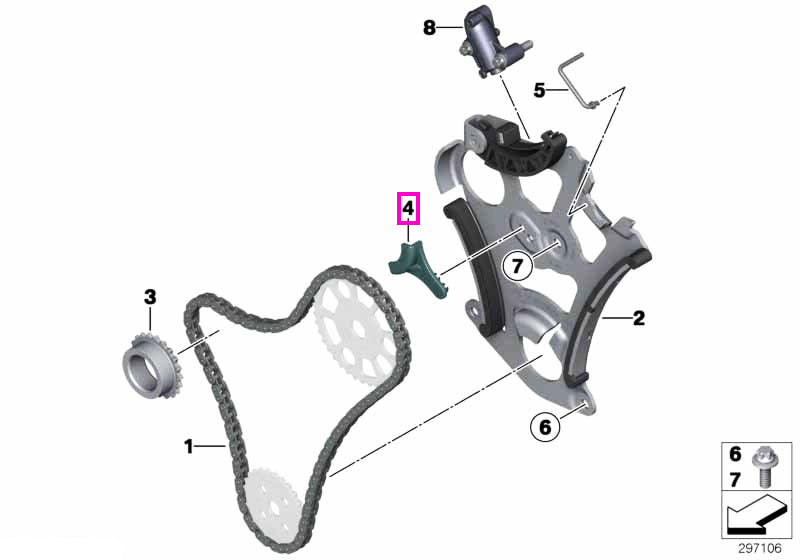 11317523891 Element fixare/ghidare, sistem angrenare pompa ulei - BMW Seria 1, Seria 2, Seria 3, Seria 4, Seria 5, Seria