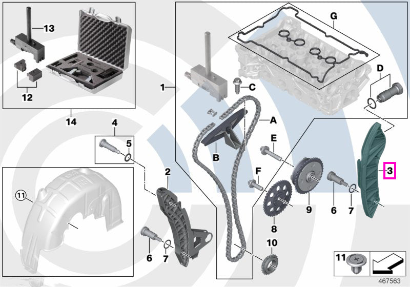 11317534833 Intinzator lant distributie - Mini Cabrio R57, Clubman R55, Coupe R58, Roadster R59, R56 - tip motor N14