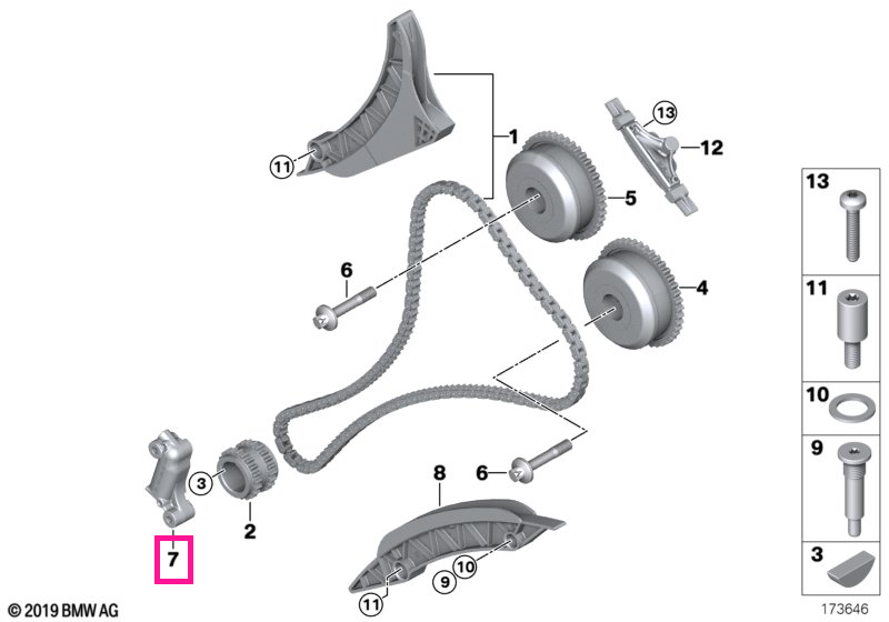 11317557741 Intinzator lant distributie - BMW Seria 5 F07 F10 F11 G30 G31 F90 G90 G99 M5, Seria 6 F06 F12 F13, Seria 7 F