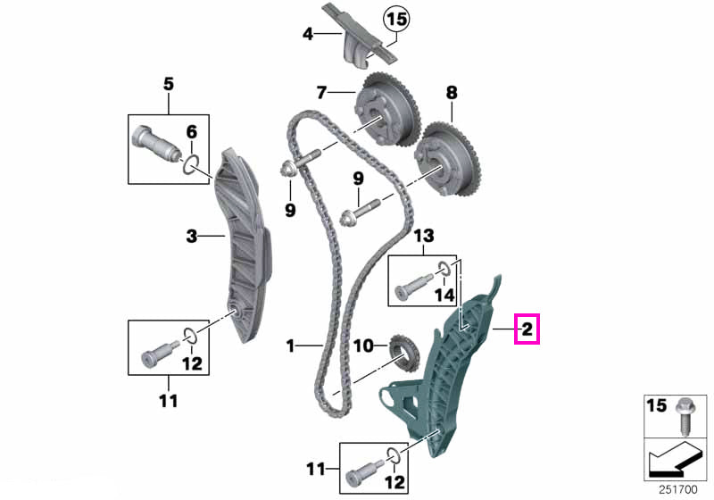 11317577301 Ghidaj lant distributie - BMW Seria 1 F20 F21, Seria 3 F30 F31 F35 - Mini Cabrio R57, Clubman R55, Countryma