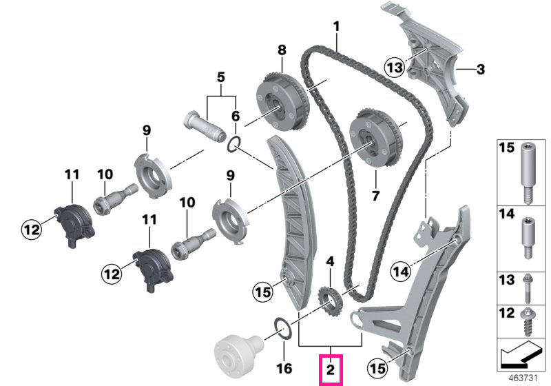 11317592877 Intinzator / Sina ghidaj lant distributie - BMW Seria 1 F20 F21, Seria 2 F22 F23, Seria 3 F30 F31 F34, Seria