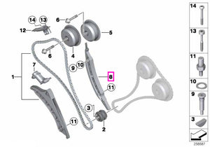11317594909 Sina ghidare lant distributie, cilindri 1-4 - BMW Seria 5 F07 F10 F11 G30 G31 F90 G90 G99 M5, Seria 6 F06 F1