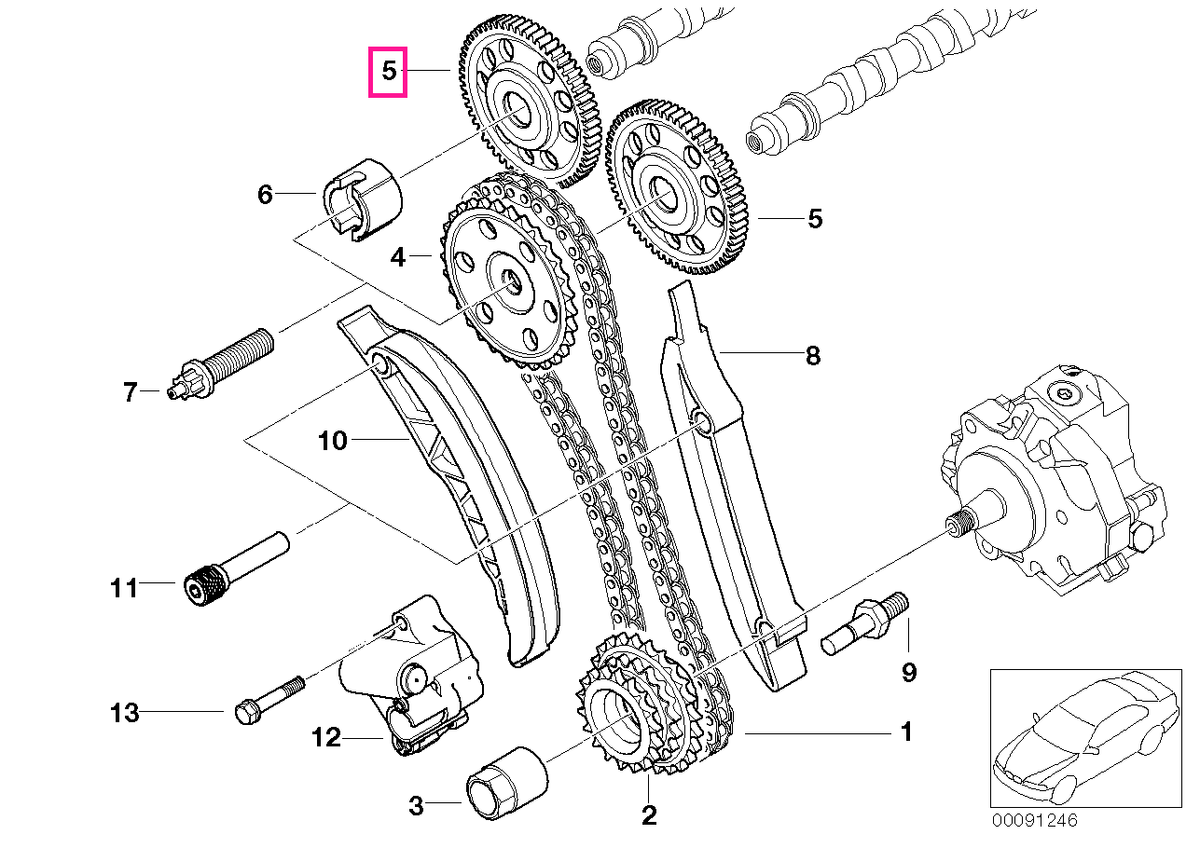 11317788741 Roata dintata arbore cu came, lant distributie - BMW Seria 3 E46, Seria 5 E60 E61, Seria 7 E65, X3 E83, X5 E