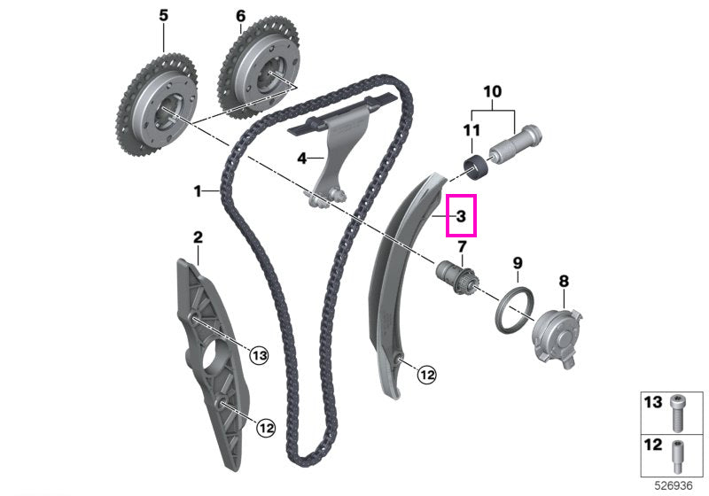11318482267 Intinzator lant distributie - BMW Seria 1, Seria 2, Seria 3, Seria 4, Seria 5, Seria 6, Seria 7, Seria 8, X1