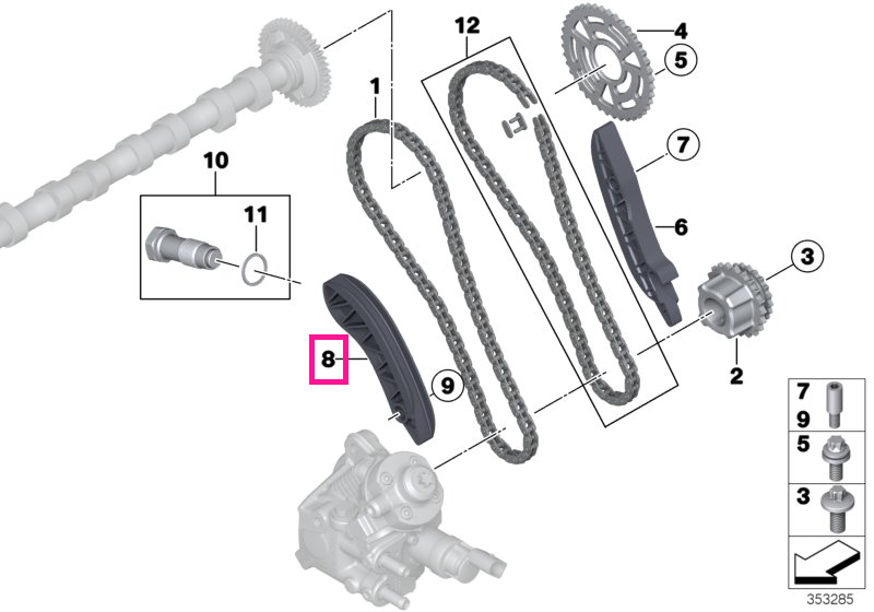 11318596823 Intinzator lant distributie - BMW Seria 1, Seria 2, Seria 3, Seria 4, Seria 5, Seria 6, Seria 7, X1, X2, X3,