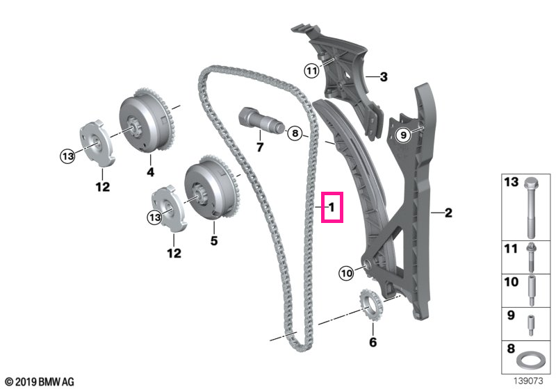 11318618317 Lant distributie - BMW Seria 1 E81 E82 E87 E88, Seria 3 E90 E91 E92 E93, Seria 5 E60 E61 F10 F11, Seria 6 E6