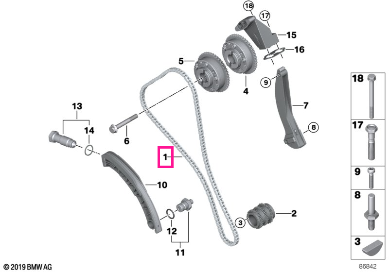 11318618318 Lant distributie - BMW Seria 1 E81 E87 F20 F21, Seria 3 E46 E90 F30 F31 F35, Seria 7 E65 E66 - Mini Cabrio R