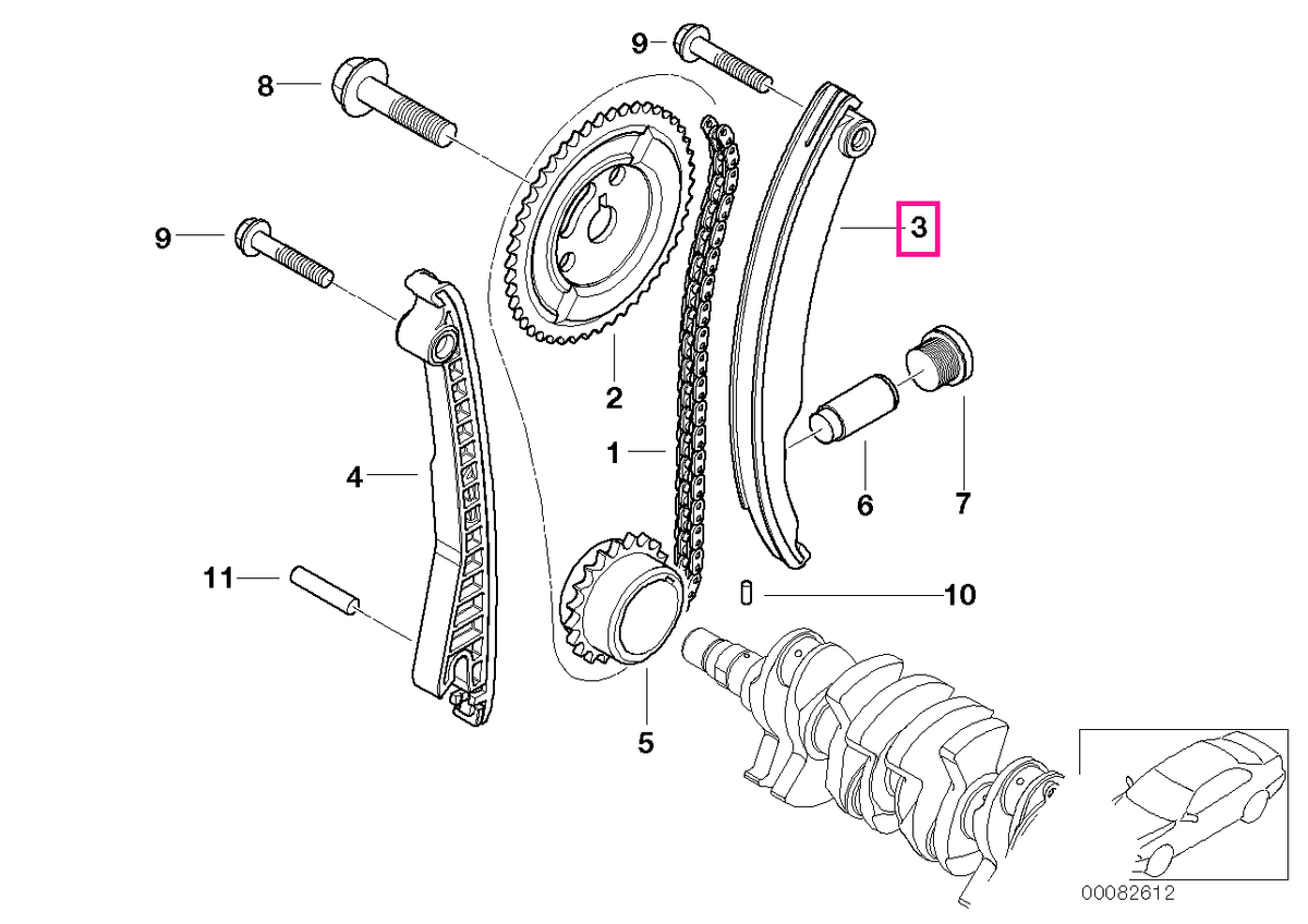 11318648241 Sina intindere lant distributie - Mini Cabrio R52, R50, R53