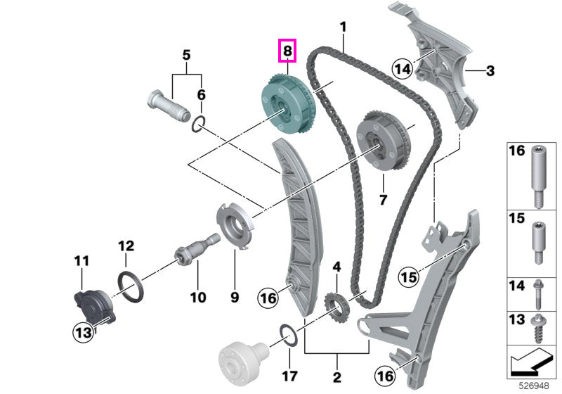 11367583819 Unitate de reglare ax cu came, evacuare - BMW Seria 1 F20 F21, Seria 2 F22 F23, Seria 3 F30 F31 F34 F35, Ser